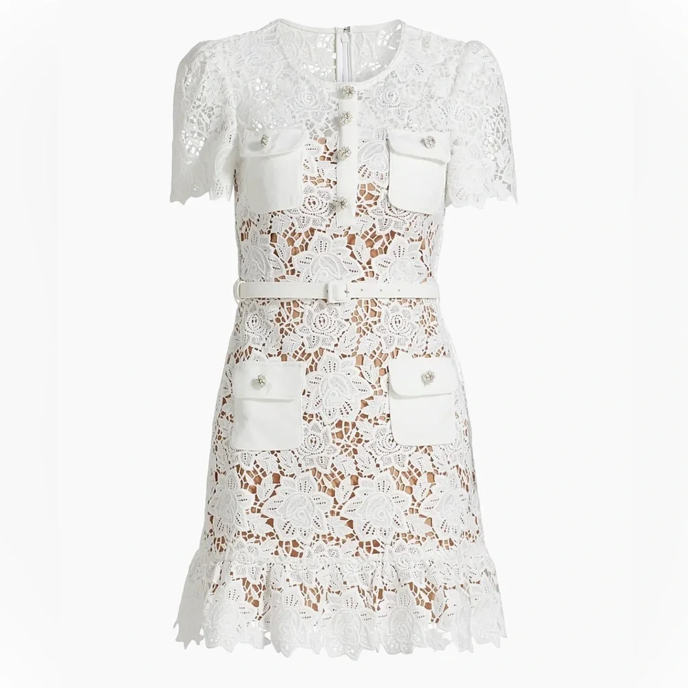 Self-Portrait White Lace Pocket Minidress - Picture 9 of 14